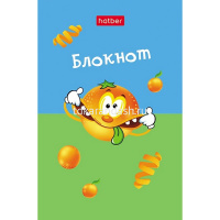 Блокнот А7 40л "Экстремальный апельсинчик" клетка, склейка, 3-х цветный блок, 5 дизайнов 083528 от магазина "Карандаш"