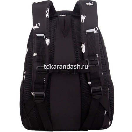 Рюкзак 30х39х20см, 770гр, 3 отделения, 4 кармана, котики на черном, с картхолдером RG-662-1/4 от магазина "Карандаш"