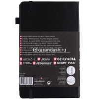 Скетчбук 13х21см 80л 140г/м2 черная бумага, на резинке, твердая обложка "Sakura" 94141003 от магазина "Карандаш"