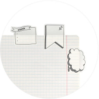 Клейкая закладка пластиковая 45х35мм 100л "Заметки" черно-белая полупрозрачная, фигурная 65184 от магазина "Карандаш"