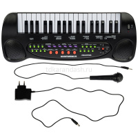 Синтезатор с микрофоном 50х19см 37 клавиш, пластик, блок питания HS999A от магазина "Карандаш"
