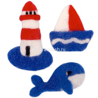 Набор для валяния "Брошь. Морские" (шерсть, основа для броши, трафарет, игла) WB-0165 от магазина "Карандаш"