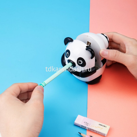 Точилка механическая 1 отв. "Панда" 100х108х78мм пластик, черная E0518 от магазина "Карандаш"