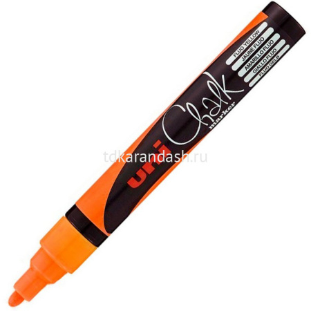 Маркер - жидкий мел "PWE-5M" флуоресцентно-оранжевый, пулевидный наконечник, толщина линии 1.8-2.5мм