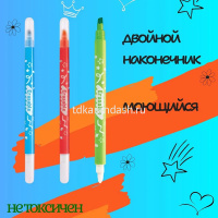 Фломастеры 12 цветов "Erasable" двусторонние (клиновидный, пулевидный) смываемые, картон KR973351 от магазина "Карандаш"