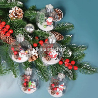 Набор шаров 80мм 2шт прозрачный "Снеговик" Y9917-24 от магазина "Карандаш"