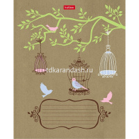 Тетрадь А5 24л клетка "Маленькие птички" на скобе крафт 5 дизайнов 24Т5В1/068449 от магазина "Карандаш"