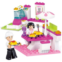 Конструктор "Розовая мечта. Мобильный ресторанчик" 102 детали 14х19х4,5см пластик (2 фигурки) M38-B0 от магазина "Карандаш"