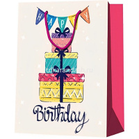 Пакет подарочный "День рождения" 26х32х12см 4 вида 5114-L от магазина "Карандаш"