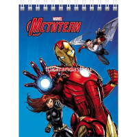 Блокнот А6 40л "Мстители" клетка, на спирали УФ-лак 6 дизайнов 056983 от магазина "Карандаш"