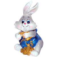 Копилка Заяц с монетками 10см, керамика 2 вида BT054 от магазина "Карандаш"