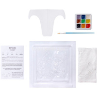 Набор для творчества "Барельеф. Новый год" 13,5х13,5см (гипс, форма, краски, кисть, подставка) 05877 от магазина "Карандаш"