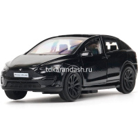 Машина "Tesla Model X Plaid" черная, инерционная, металл 12см (открывающиеся двери) MODELX-12-BK-WOD от магазина "Карандаш"