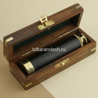 Подзорная труба 32см в деревянном боксе, дерево/металл/кожа/стекло TN-24-3165 от магазина "Карандаш"