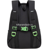 Рюкзак 30х39х20см, 728гр, 3 отделения, 4 кармана, с брелком, черный/лаванда RG-362-4/2 от магазина "Карандаш"