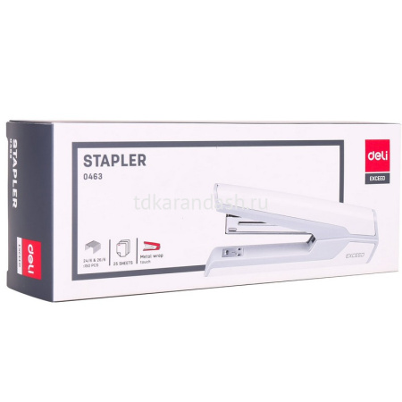 Степлер №24/6,26/6,26/8 25л "Exceed" глубина 55мм пластик, белый E0463WHITE от магазина "Карандаш"