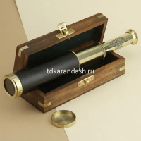 Подзорная труба 32см в деревянном боксе, дерево/металл/кожа/стекло TN-24-3165 от магазина "Карандаш"