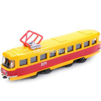 Трамвай красно-желтый, инерционный, металл 16,5см (открывающиеся двери) SB-16-66WB от магазина "Карандаш"