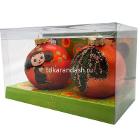 Набор шаров 80мм 2шт "Чебурашка и апельсин" в подарочной упаковке КН-85-23403 от магазина "Карандаш"