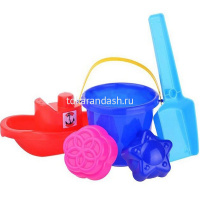 Набор д/песка (ведро, кораблик 15,5см, совок 19см, 2 формочки) 10х10х20см ПИ000088 от магазина "Карандаш"