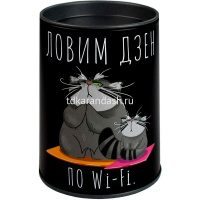 Копилка-подставка д/канц.принадлежностей "Серый кот" 10,5х7,5см, металл, черная 69373 от магазина "Карандаш"