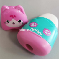 Точилка 1 отв. "Cute Cartoon" 60х35х20мм с ластиком и контейнером, пластик, 3 вида KR980092 от магазина "Карандаш"