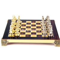 Шахматный набор "Византийская Империя" 20х20см дерево/металл, красная доска (фигуры золото/серебро) от магазина "Карандаш"