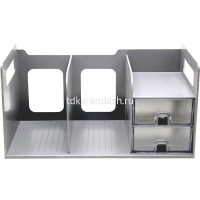 Лоток вертикальный "Sysmax" 3-х секционный, с выдвижными ящиками, серый 42300/280139 от магазина "Карандаш"