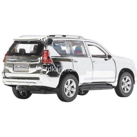 Машина "Toyota Prado Хром" серебро, инерционная, металл 12см (открывающиеся двери) PRADO-SL-CH-WOD от магазина "Карандаш"