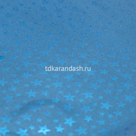 Бумага упаковочная 70см х 1м "Звезды" блестящая голубая Y8874-19