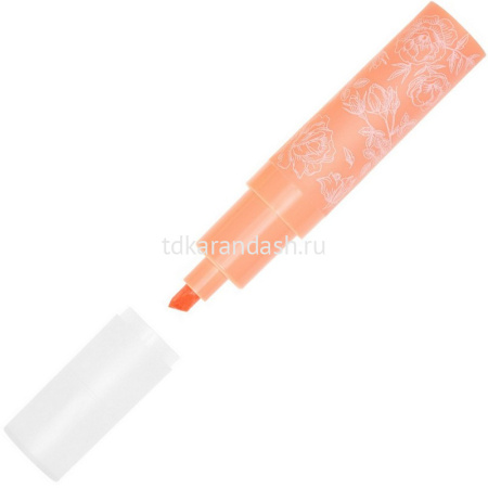 Маркер текстовыделитель "Flower marker zefir" оранжевый, клиновидный наконечник, толщина линии 1-4мм