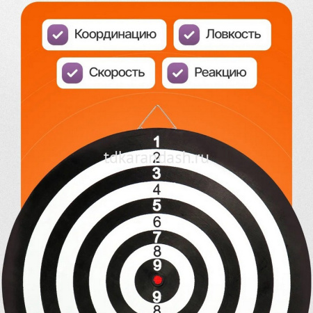 Дартс игольчатый d=30см, черный (4 дротика) BJ6853 от магазина "Карандаш"