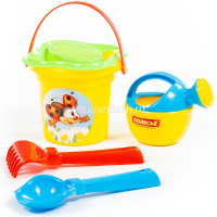 Набор д/песка №240 (ведро малое, ситечко-цветок, совок №2, грабельки №2, лейка малая №3) 4535 от магазина "Карандаш"