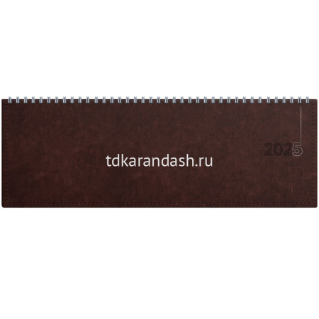 Планинг 2025 305х120мм "Silver Classic" 112стр. коричневый, искусственная кожа