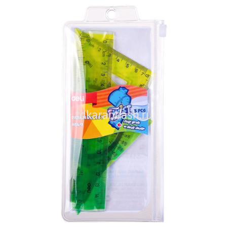 Набор 3 предмета гибкий (линейка 15см, треугольник, треугольник/транспортир) пластик, 3 вида EH649 от магазина "Карандаш"