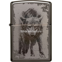 Зажигалка "Wolf Design" 38x13x57мм латунь/сталь, чёрная, глянцевая 49073/58598 от магазина "Карандаш"