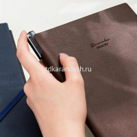 Бизнес-блокнот А5 96л клетка на резинке, гибкая обложка, коричневый EN130G-BROWN от магазина "Карандаш"