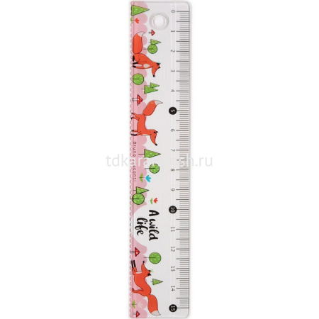 Линейка 15см "HappyGraphix. Лисичка-сестричка" с волнистым краем, пластик 45-0012/02 от магазина "Карандаш"