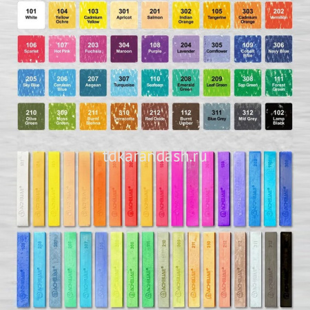 Пастель 36 цветов "Acmeliae" мягкая, прямоугольная, картон SPC-36 от магазина "Карандаш"