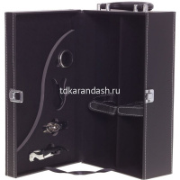 Шкатулка для 2-х бутылок с набором сомелье 20х12х35см 751234 от магазина "Карандаш"