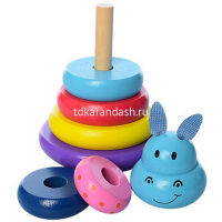 Пирамида-неваляшка "Бегемот/Сова" 15х9,5см дерево Y6194-17 от магазина "Карандаш"