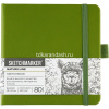 Скетчбук 12х12см 80л 140г/м2 оливковый, на резинке, твердая обложка "Sketchmarker" 24230702SM