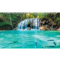 Календарь квартальный 2026 "Водопады" 320х840мм настенный трехблочный, с бегунком 5 постеров 091646 от магазина "Карандаш"