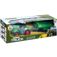 Трактор с прицепом р/у 42х9х11см с аккумулятором, пластик (свет) XD625-5A от магазина "Карандаш"