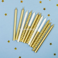 Свечи д/торта 12шт. 12см с подсвечниками Gold&White 6077716 от магазина "Карандаш"