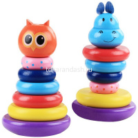 Пирамида-неваляшка "Бегемот/Сова" 15х9,5см дерево Y6194-17 от магазина "Карандаш"