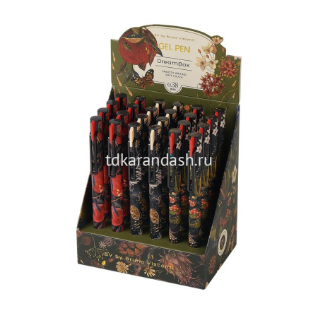 Ручка гелевая "Flora. Black night" 0,38мм черная, автомат, корпус Soft Touch, 3 вида 20-0467 от магазина "Карандаш"