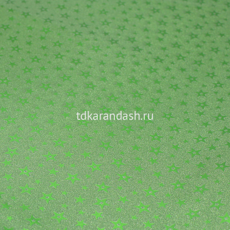 Бумага упаковочная 70см х 1м "Звезды" блестящая зеленая Y8874-19