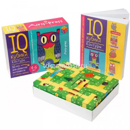 Умные кубики 12шт. "Контуры. 50 игр для развития интеллекта" 978-5-8112-7112-2 от магазина "Карандаш"