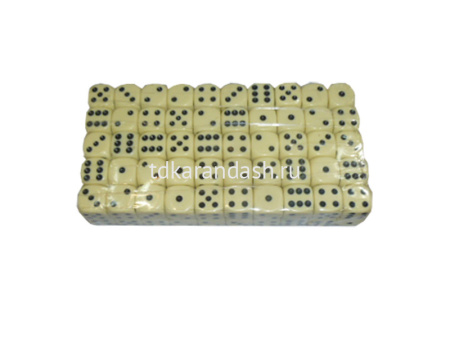 Кубик для настольных игр 1,5х1,5 см белый с черными точками Y7171-18